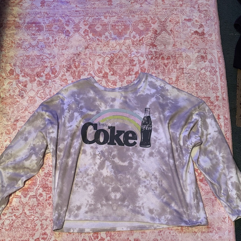 Coca Cola Long Sleeve Tie-Dye Top - Gray